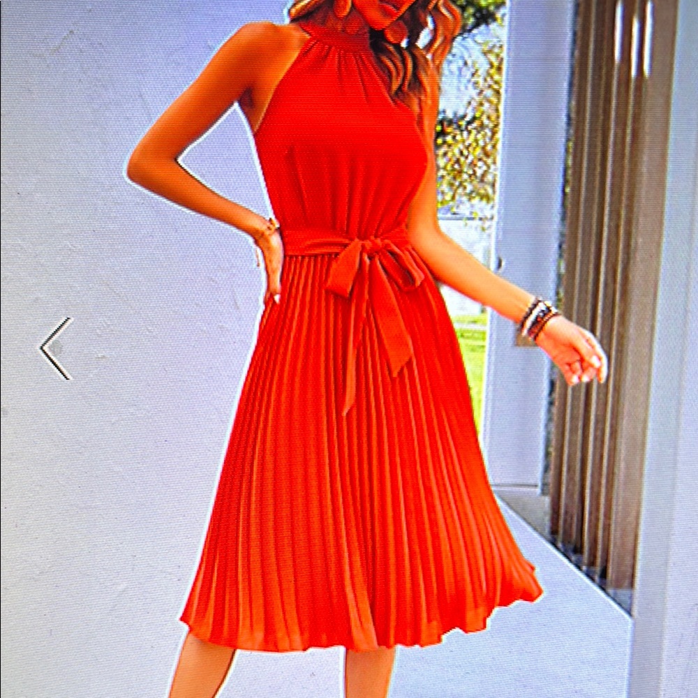 KIRUNDO Burt Orange  Halter Midi Sundress size small nwt